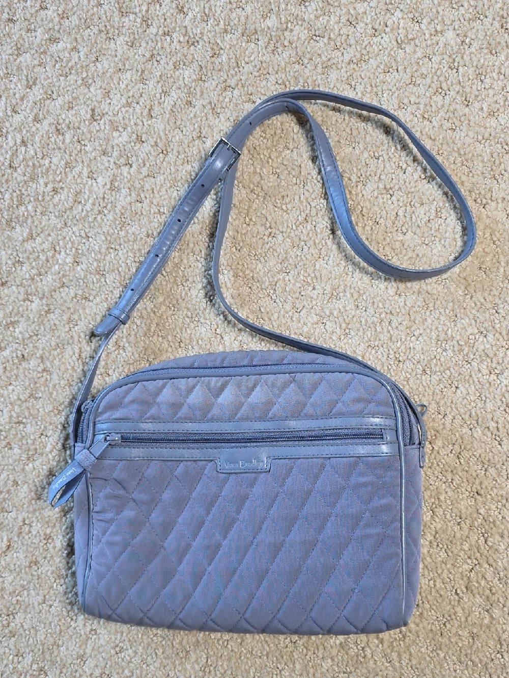 Vera Bradley Solid Gray Quilted Crossbody Bag